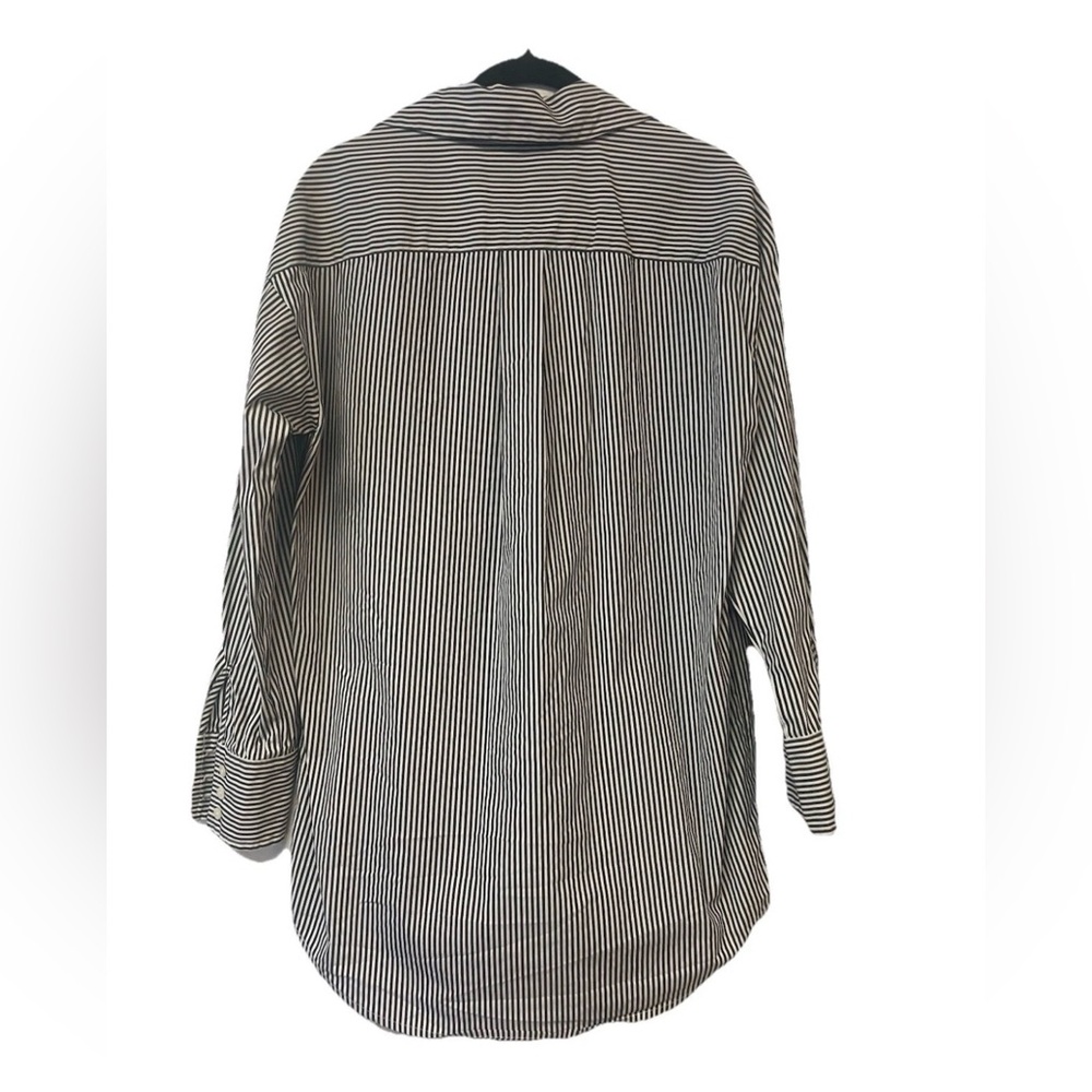 NWOT J. McLaughlin Cotton Button Down Long Sleeved Charcoal Gray White Size XS - Picture 6 of 7